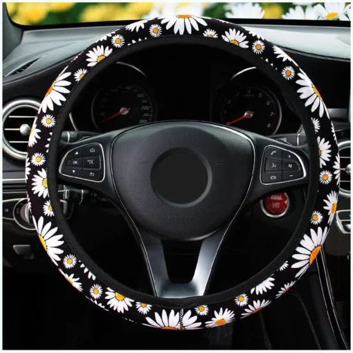 Universal Car Daisy Flower Steering Wheel Cover - Image 3