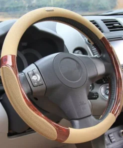 38cm Breathable Imitation Peach Wood Anti-slip Car Steering Wheel Cover