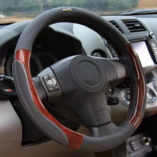 38cm Breathable Imitation Peach Wood Anti-slip Car Steering Wheel Cover - Image 3