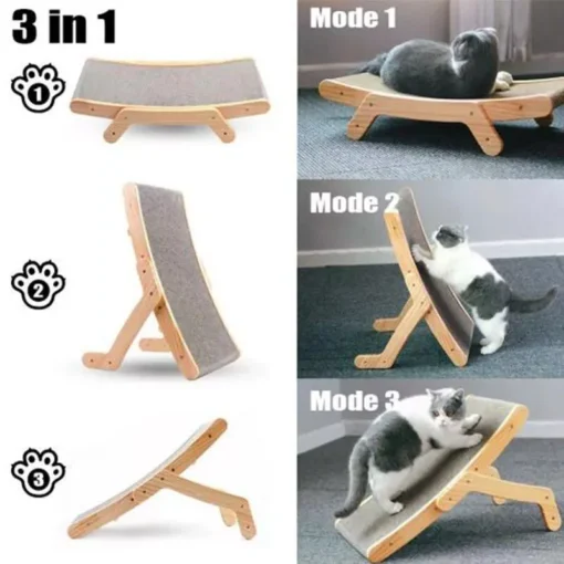 Multi-Functional Wooden Cat Scratcher & Lounge Bed - Image 2