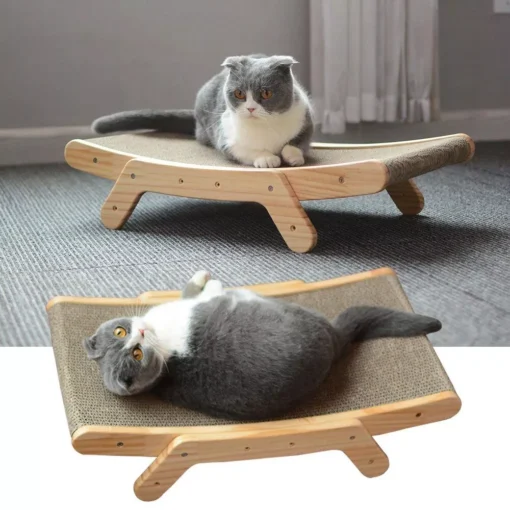 Multi-Functional Wooden Cat Scratcher & Lounge Bed - Image 3