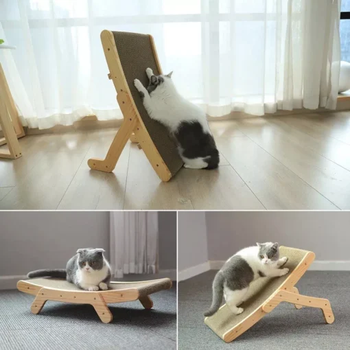 Multi-Functional Wooden Cat Scratcher & Lounge Bed - Image 6