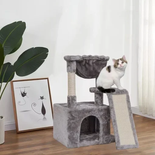 Modern Indoor Cat Activity Tower with Plush Perch & Condo Scratcher - Image 6