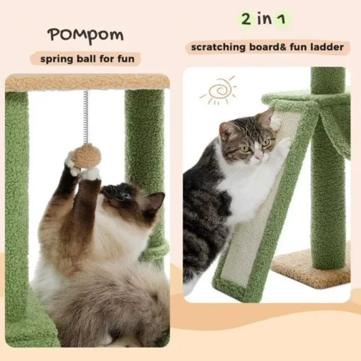 Cactus Floor-to-Ceiling Cat Tower 7-Tier Adjustable Activity Center - Image 6