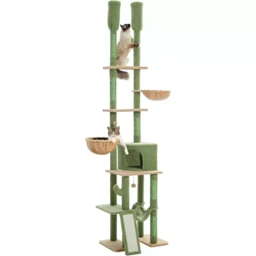 Cactus Floor-to-Ceiling Cat Tower 7-Tier Adjustable Activity Center - Image 2