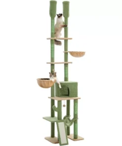 Cactus Floor-to-Ceiling Cat Tower 7-Tier Adjustable Activity Center