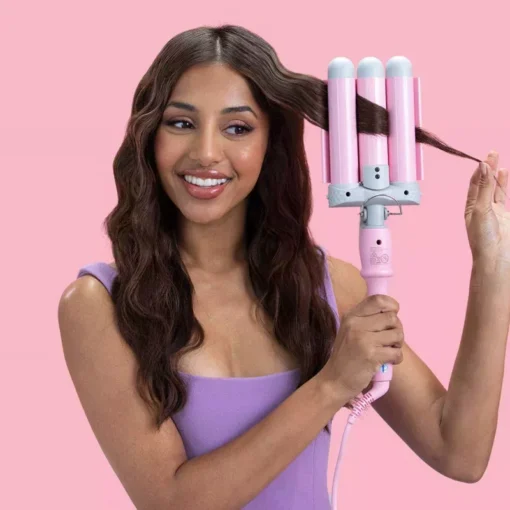 Wave Ceramic Triple Barrel Curling Iron Wand with LCD Display - Image 5