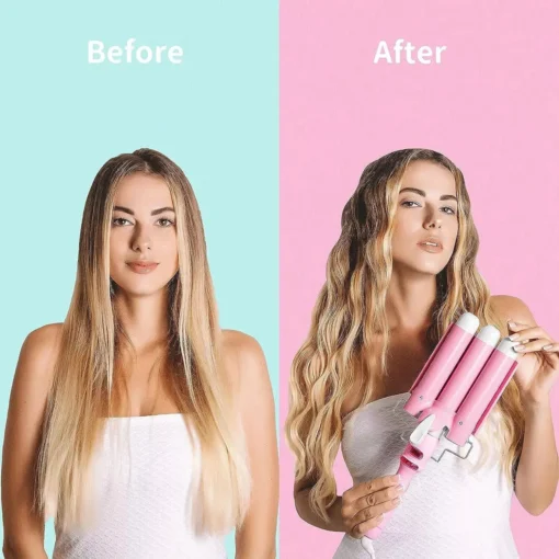 Wave Ceramic Triple Barrel Curling Iron Wand with LCD Display - Image 4