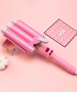 Wave Ceramic Triple Barrel Curling Iron Wand with LCD Display