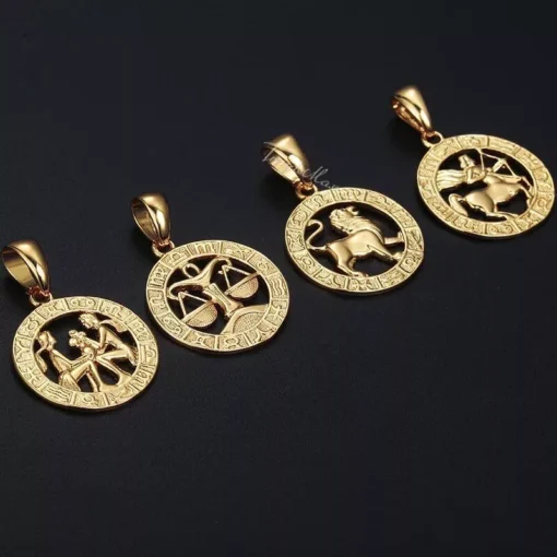 Trendy Zodiac Sign Gold Pendant Necklace - Image 5