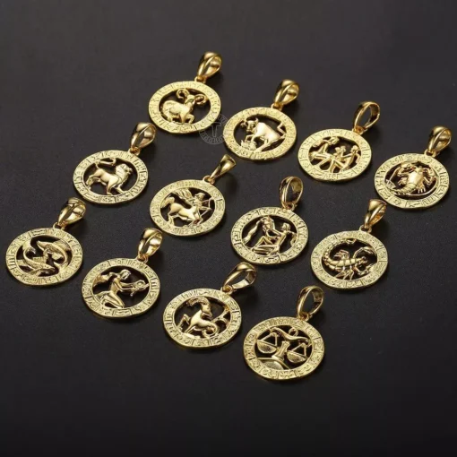 Trendy Zodiac Sign Gold Pendant Necklace - Image 4