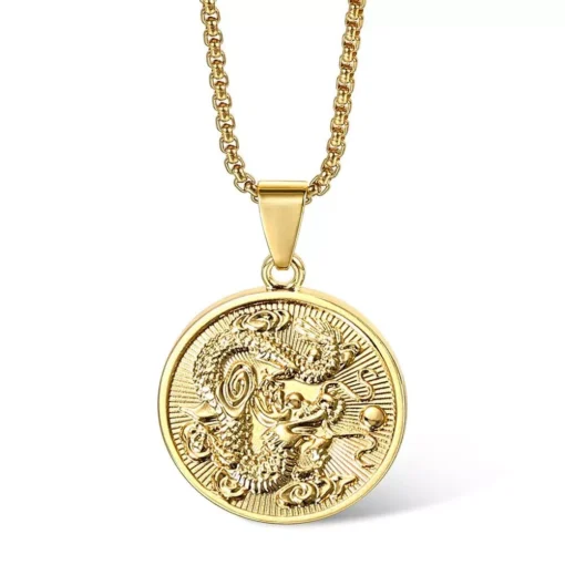 Gold Plated Dragon Pendant Necklace - Image 5