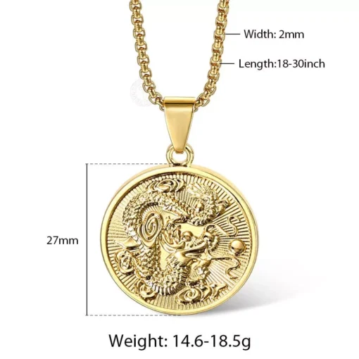 Gold Plated Dragon Pendant Necklace - Image 6