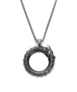 Vintage Ouroboros Dragon Pendant Necklace