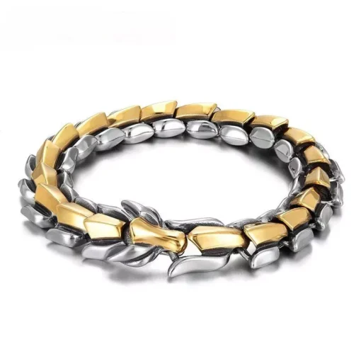 Vintage Dragon Head Punk Hip Hop Men's Bracelet - Image 2