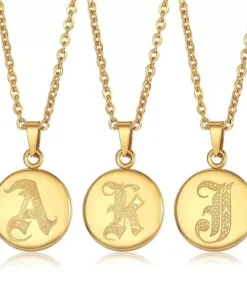 Gold Color Stainless Steel 26 Letters Necklace