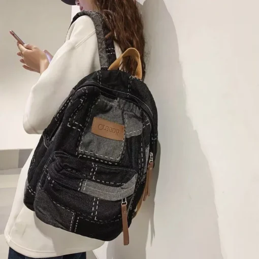 Chic Vintage Denim Backpack - Image 4
