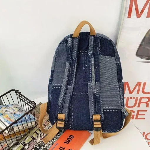 Chic Vintage Denim Backpack - Image 3