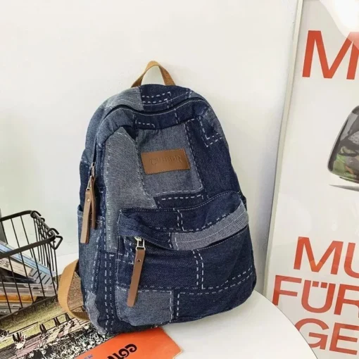 Chic Vintage Denim Backpack - Image 2