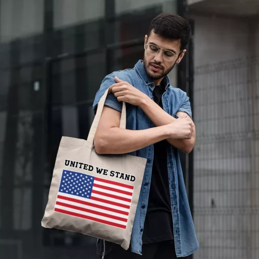 USA Flag Small Tote Bag - Patriotic Shopping Bag - Trendy Tote Bag - Image 4