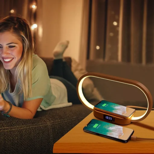 Multifunction Wireless Charging Hub: Fast-Charging LED Desk Lamp, Night Light and Clock with USB Port - Image 3