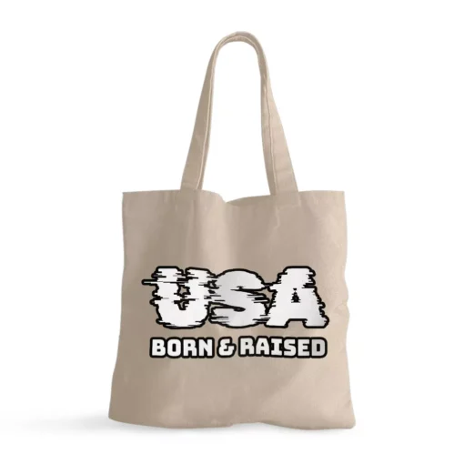 Born in the USA Small Tote Bag - Patriotic Design Shopping Bag - Cool Design Tote Bag - Image 2