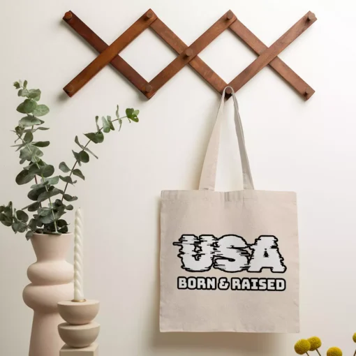 Born in the USA Small Tote Bag - Patriotic Design Shopping Bag - Cool Design Tote Bag - Image 3