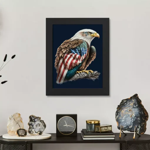 American Flag Bald Eagle Framed Vertical Poster - Printed Poster - Patriotic Framed Vertical Poster - Image 3