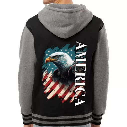 American Eagle Varsity Hoodie - America Zip Hoodie - USA Flag Hooded Sweatshirt - Image 2