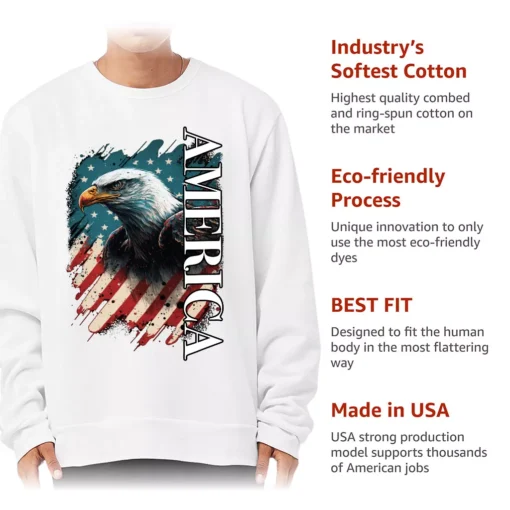 American Eagle Sponge Fleece Sweatshirt - America Classic Sweatshirt - USA Flag Sweatshirt - Image 6
