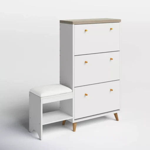 3-Drawer Flip Shoe Cabinet with Bench - Image 15