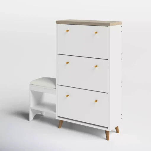 3-Drawer Flip Shoe Cabinet with Bench - Image 14