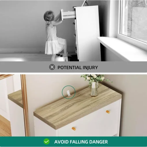 3-Drawer Flip Shoe Cabinet with Bench - Image 7