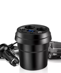 Dual USB Car Charger with Cigarette Lighter Splitter and LED Voltage Display