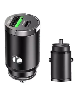 100W Dual-Core Mini Car Charger: USB Type-C & QC3.0 Fast Charging for Phones