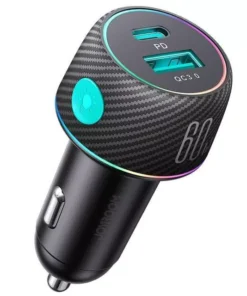 60W Dual USB-C Quick Car Charger with LED