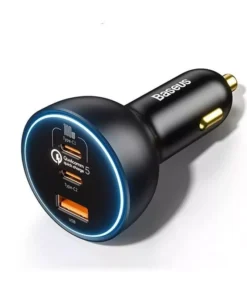 160W Multi-Port Fast Charge Car Charger with QC 5.0 & USB Type-C for Smartphones, Laptops, Tablets