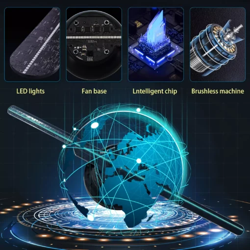 7.1in 3D Holographic Projector LED Fan Decorative Screen - Image 4