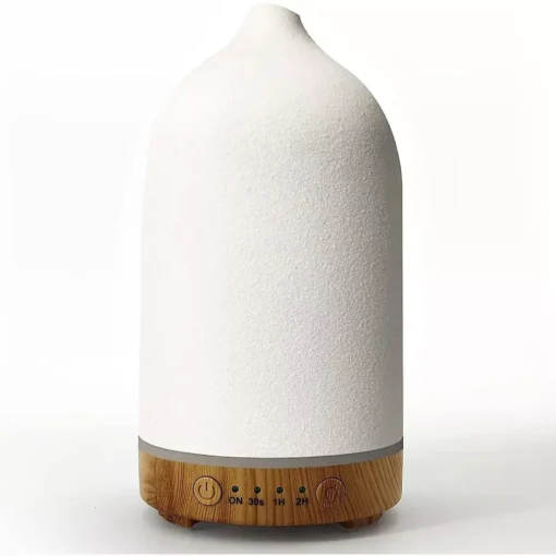 Ceramic Wood Grain Aromatherapy Diffuser with 7-Color Night Light for Home & Office - Image 2