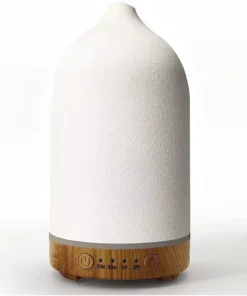Ceramic Wood Grain Aromatherapy Diffuser with 7-Color Night Light for Home & Office