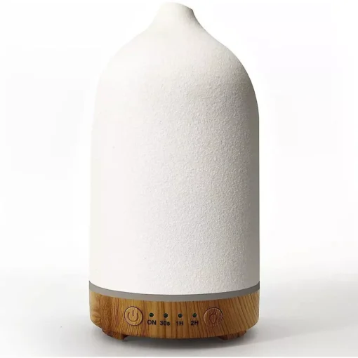 Ceramic Wood Grain Aromatherapy Diffuser with 7-Color Night Light for Home & Office