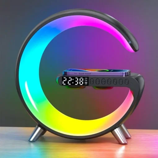 Mini Multifunction Wireless Charger with Speaker and RGB Night Light - Fast Charging Stand for All Qi-Enabled Devices - Image 2