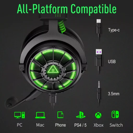 Wired Gaming Headset with 7.1 Surround Sound, Noise-Cancelling Mic, and Multi-Device Compatibility - Image 6