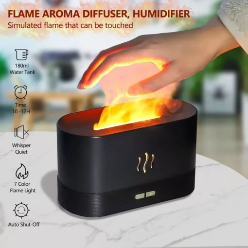 Aroma Diffuser Ultrasonic Cool Mist Maker with LED Flame Effect - Image 2
