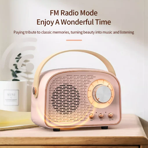 Retro Mini Bluetooth Speaker with FM Radio, Wireless TWS Music Player - Image 2