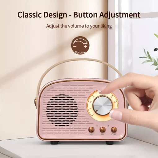Retro Mini Bluetooth Speaker with FM Radio, Wireless TWS Music Player - Image 3
