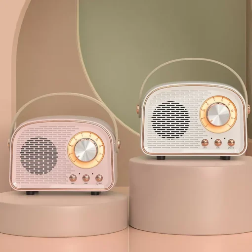 Retro Mini Bluetooth Speaker with FM Radio, Wireless TWS Music Player