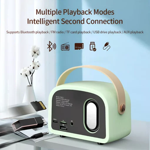 Retro Mini Bluetooth Speaker with FM Radio, Wireless TWS Music Player - Image 5