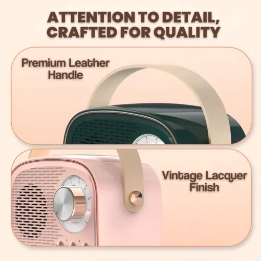 Retro Mini Bluetooth Speaker with FM Radio, Wireless TWS Music Player - Image 6