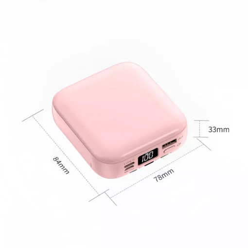 20000mAh Mini Power Bank with Built-in Cable and Makeup Mirror - Image 7